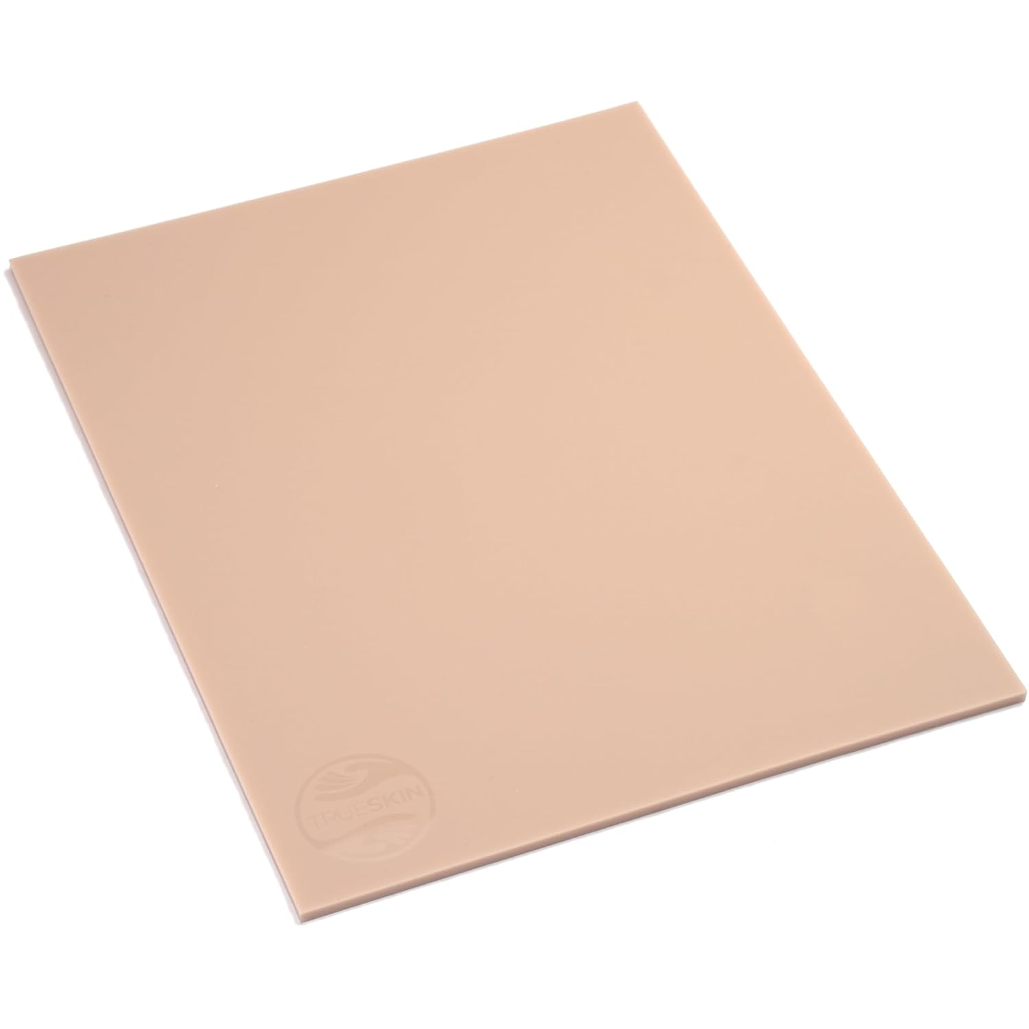 A flat sheet of TrueSkin practice skin at an angle, showing the embossed logo.